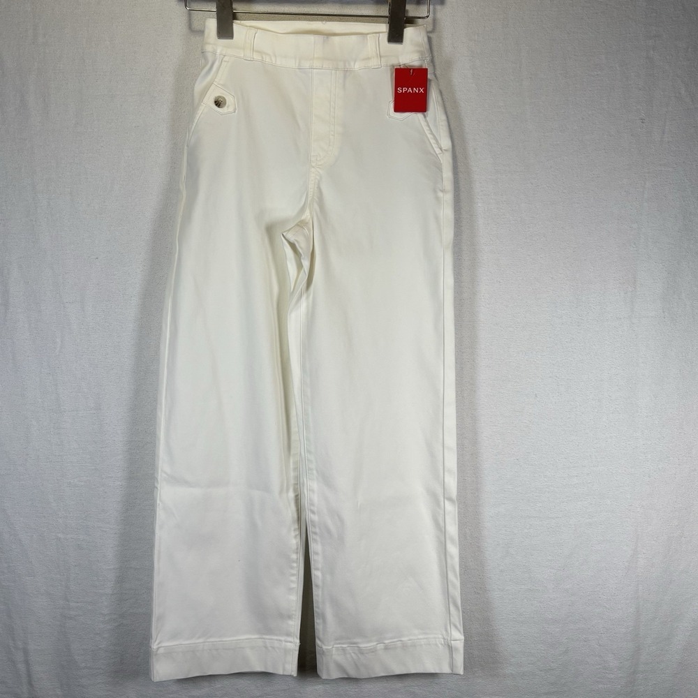 SPANX Stretched Twill Wide Cropped Leg In Bright White Pants Size XS NWT